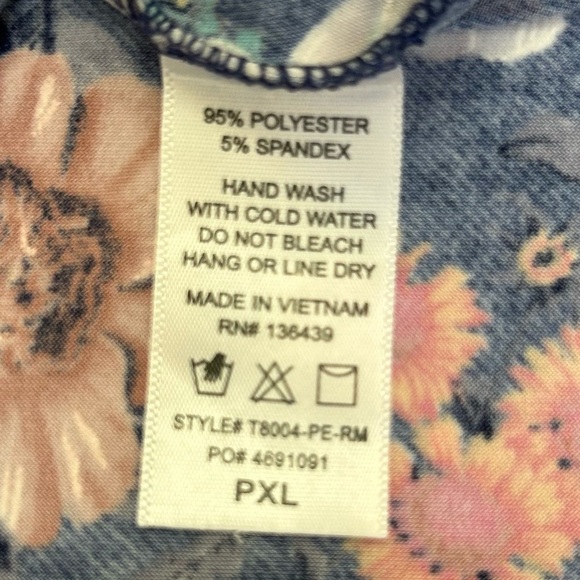 SJS Blue Floral Sleeveless Blouse Petite XL Summer Top Boutique Casual - Picture 9 of 11